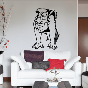 Vinyl wall decal featuring a black outline cartoon running dog silhouette