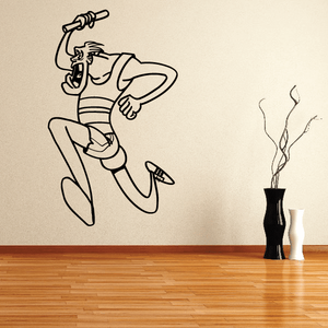 Running wall decal: outline runner doing a sprint pose, vinyl sticker design
