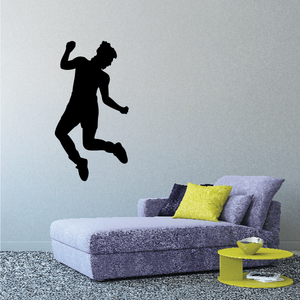 Black running figure wall decal silhouette, dynamic pose
