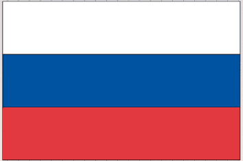 Russia flag sticker with white, blue, and red horizontal stripes