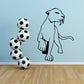 Tiger hunting decal with standing cat and black-outline soccer balls