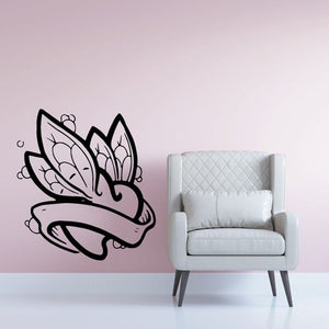 Sacred heart decal with black butterfly-wing outline