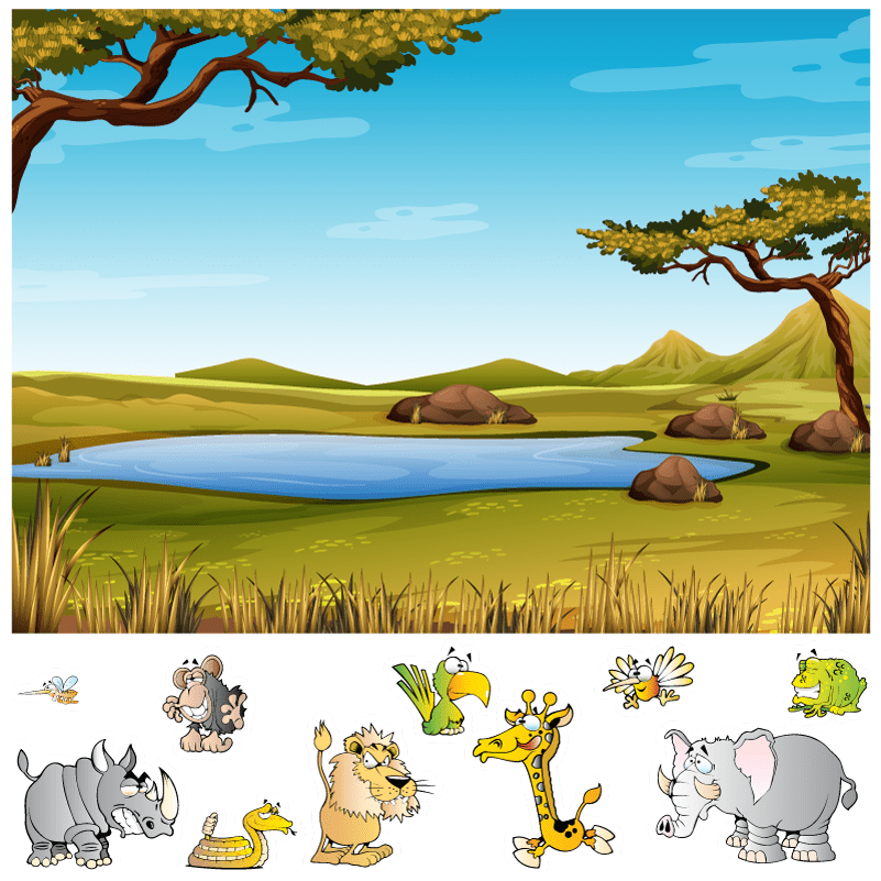 Safari Themed Static Cling Adventure Kit