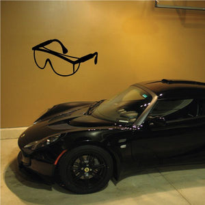 Safety glasses decal with black outline glasses illustration