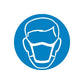 Safety sign vinyl sticker: blue circle with white face mask outline