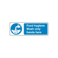 Blue safety hygiene hand-washing sign wall decal with text: Wash only hands here