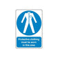 Safety sign decal sticker: blue circle, white icon, and Protective clothing must be worn text