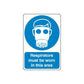 Safety sign wall decal with respirator icon and message Respirators must be worn in this area