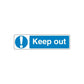 Safety wall sticker with blue sign icon and text "Keep out"