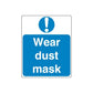 Safety sign wall decal: blue Wear dust mask notice with exclamation icon