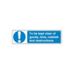 Safety warning sticker: blue exclamation icon with text, keep clear of goods