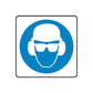 Safety sign wall decal sticker, square with blue circle and white hard hat icon