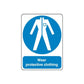 Safety sign wall decal sticker: blue circle, white barrier icon, Wear protective clothing