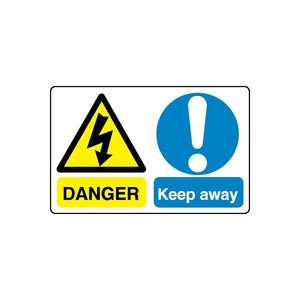 Safety sign wall decal: danger triangle, exclamation, Keep away text