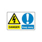 Safety sign wall decal: danger triangle, exclamation, Keep away text