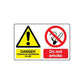 Safety sign vinyl decal: yellow danger triangle and red do not smoke symbol