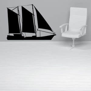 Black sailboat vinyl wall decal with sails and masts