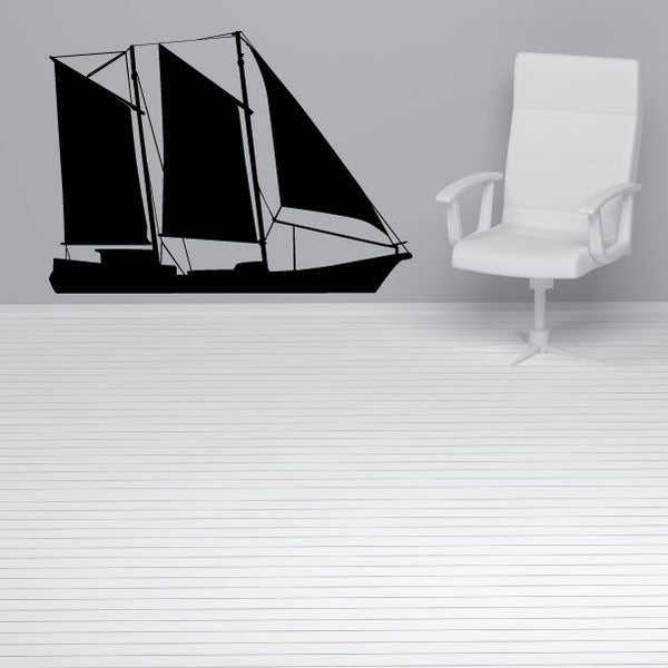 Black sailboat vinyl wall decal with sails and masts