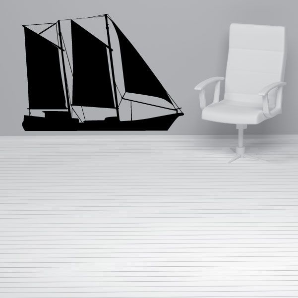 Black sailboat vinyl wall decal with sails and masts