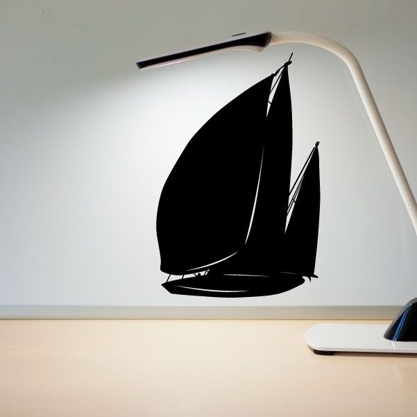 Sailboat wall decal with black sailboat silhouette