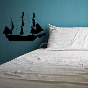 Sailboat wall decal vinyl silhouette with sails and rigging