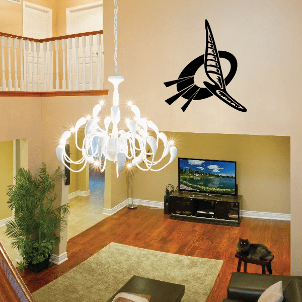 Sailboat vinyl wall decal, black sailboat and waves design