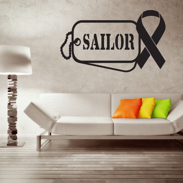 Image of Sailor Dog Tag with Ribbon Decal