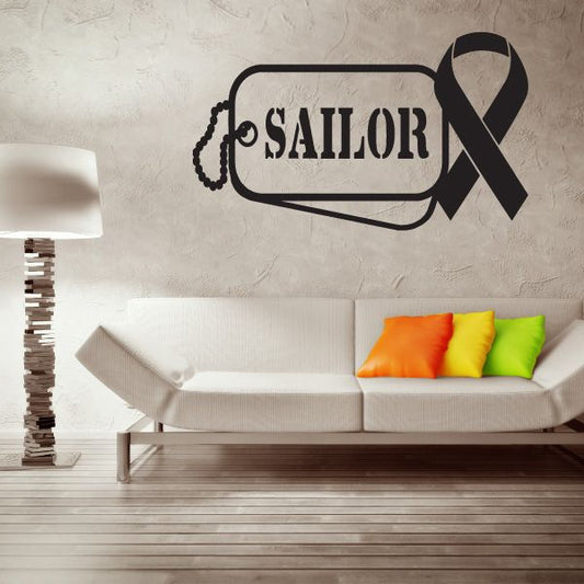 Image of Sailor Dog Tag with Ribbon Decal