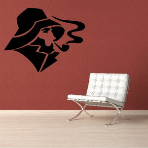 Black sailor smoking a pipe wall decal with bold silhouette