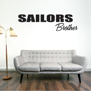 Wall decal: Sailors block letters and Brother script in black