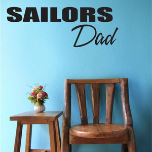 Black block decal reading "SAILORS" and "Dad" in cursive teal