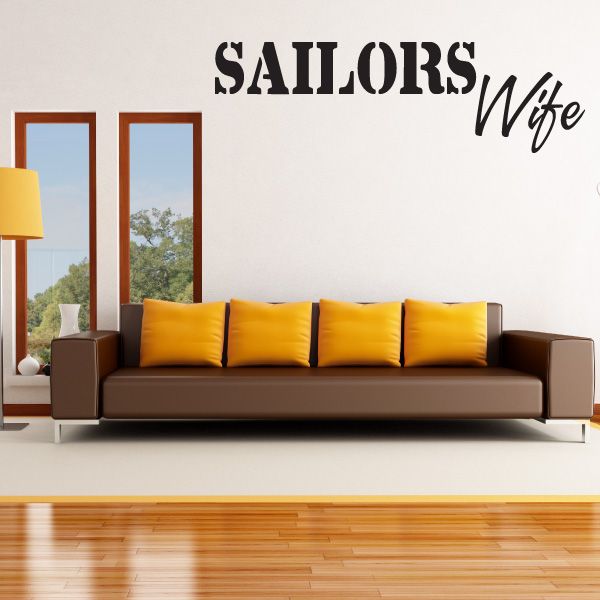 Wall decal with bold "SAILORS" text and cursive "Wife" lettering