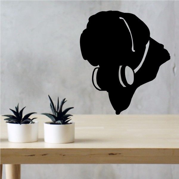 Black Saint Bernard head decal in side profile with pointed ears and collar