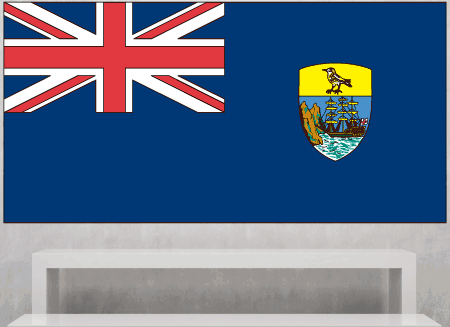 Rectangular Saint Helena flag sticker with Union Jack corner and coat of arms