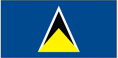 Saint Lucia flag sticker: blue rectangle with white and yellow triangles