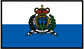 Rectangular flag sticker with blue lower half and centered crest coat of arms