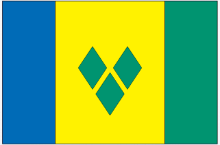 Saint Vincent flag sticker: blue, yellow, green with green diamond emblem