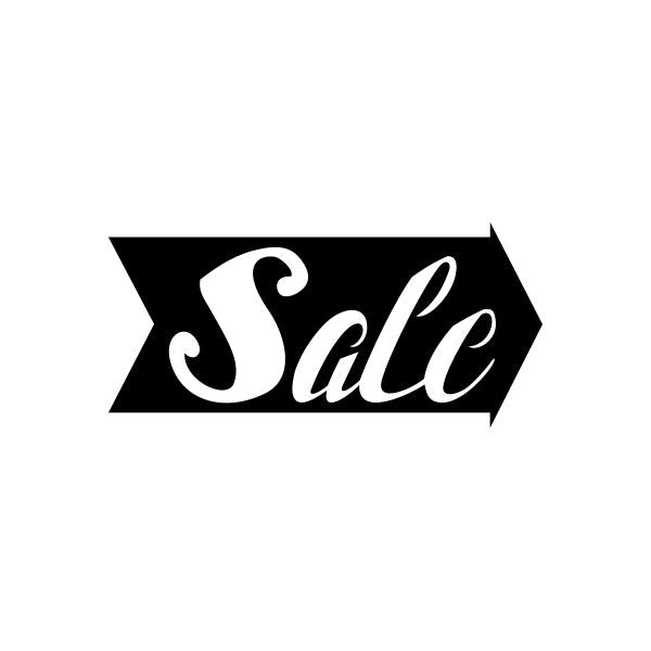 Sale vinyl decal sticker with black ribbon banner and white cursive text