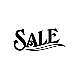 Sale vinyl decal sticker in bold black lettering with swoosh underline