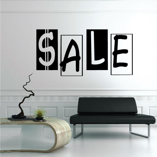 Vinyl wall decal with black and white $ALE lettering
