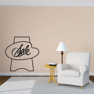 Sale wall decal vinyl featuring black outline tag with 'Sale' script lettering