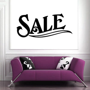 Black SALE wall decal with curved swoosh underline vinyl lettering