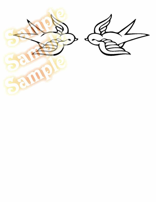 Salior Jerry swallows decal with two black line-art birds in flight
