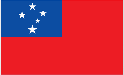 Samoa flag sticker with blue canton and white stars on red background
