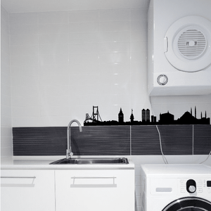 Black San Francisco skyline wall decal strip with building silhouettes
