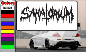 Black gothic-style car decal with dripping lettering on white backing