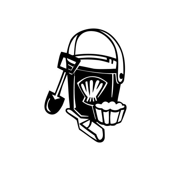 Car vinyl decal sticker of black and white robot helmet with cup