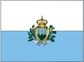 Rectangular San Marino flag sticker with centered coat of arms crest