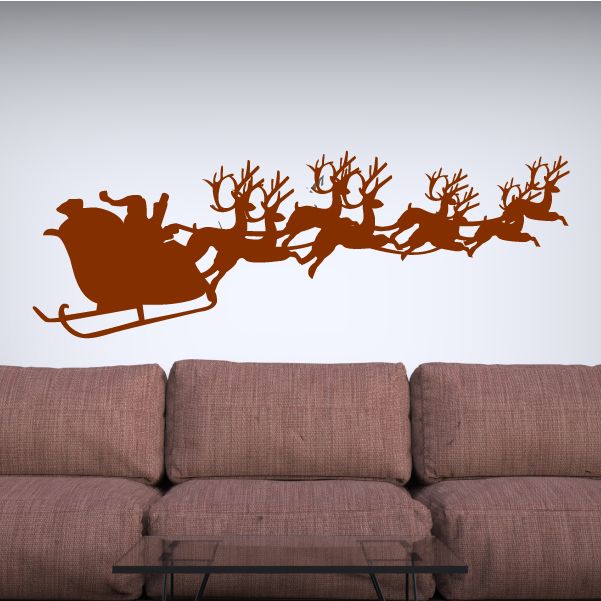 Image of Santa Clause Sled with Reindeer Decal