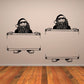 Santa character wall decal vinyl set with two bearded figures holding blank signboards